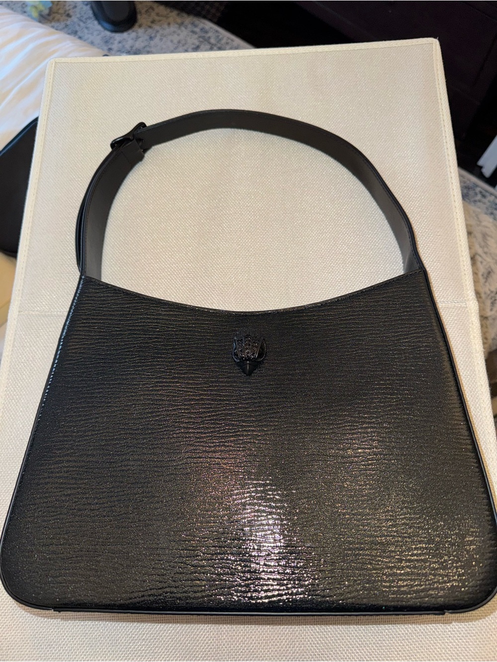 NEW Kurt Geiger large BOND Black Structured Shoulder Hobo Bag